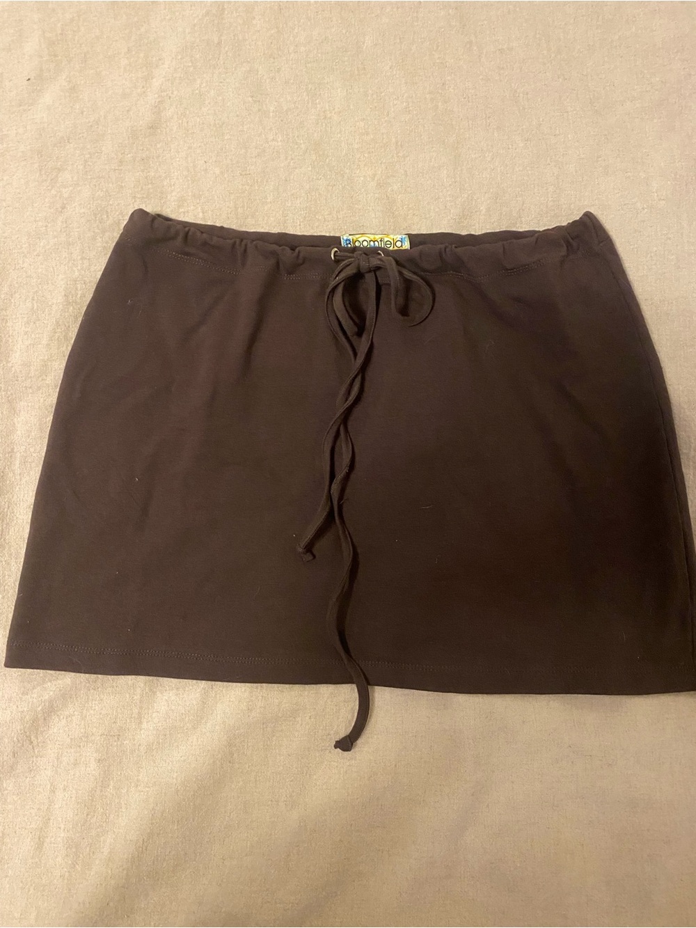 Bloomfield Brown Cotton Drawstring Mini Skirt